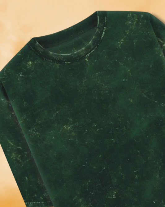 BOTTLE GREEN ACID WASH OVERSIZE TEE
