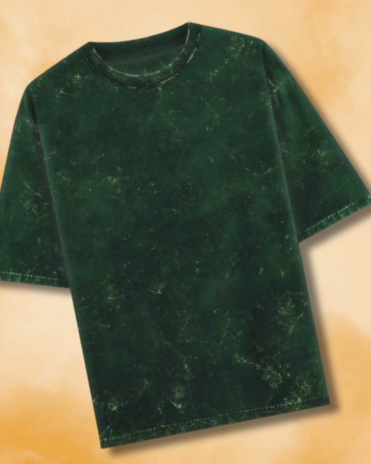 BOTTLE GREEN ACID WASH OVERSIZE TEE