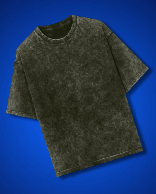 OLIVE GREEN ACID WASH OVERSIZED TEE