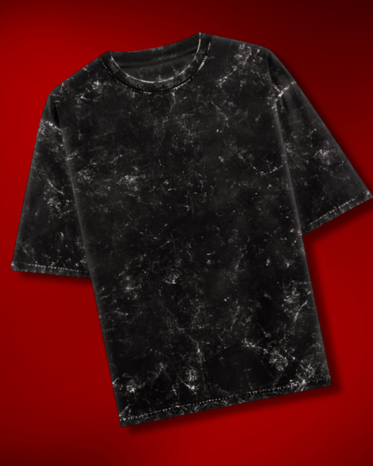 BLACK ACID WASH OVERSIZED TEE