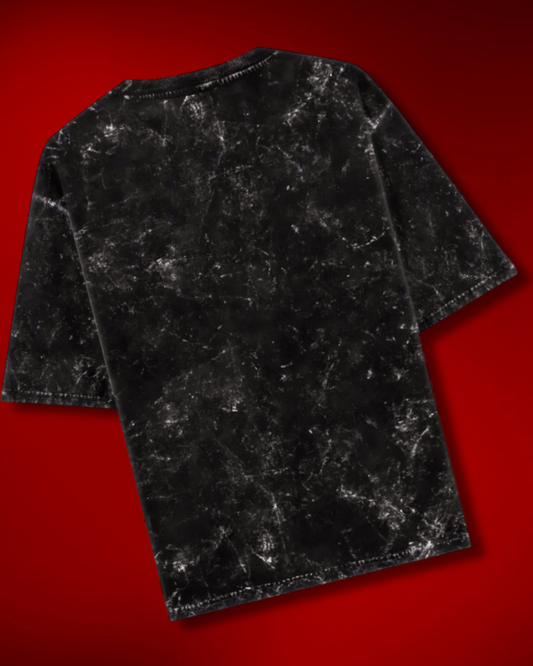 BLACK ACID WASH OVERSIZED TEE