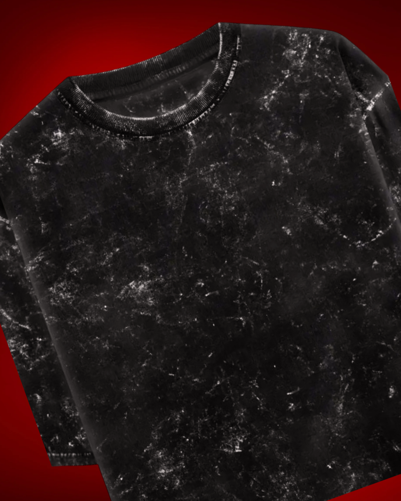 BLACK ACID WASH OVERSIZED TEE