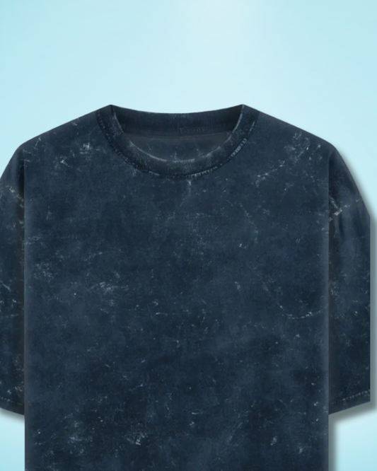 NAVY BLUE ACID WASH OVERSIZED TEE
